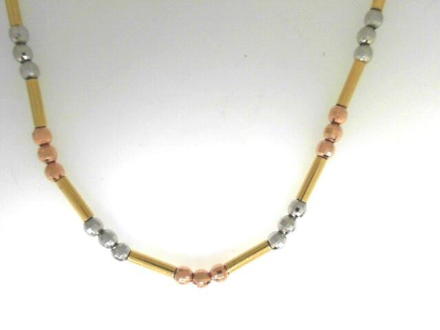 Estate14 Karat Tri-Color Gold Beaded Chain (AS IS)
Length: 22